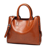ZOSIVEB Women Fashion Tote Handbags Lightweight PU Leather Satchel Shoulder Bags Retro Oil Wax Handle Purse?Brown?